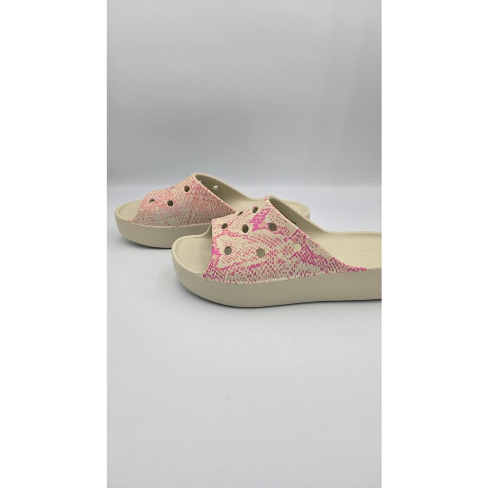 Crocs Women's Classic Platform Slide Sandal, Pink/Bone Size 7 - Picture 3 of 10